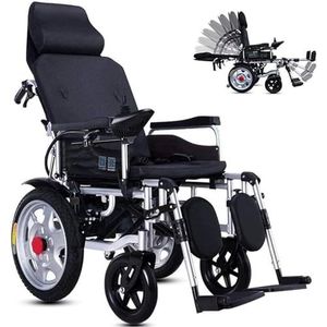 Lichtgewicht opvouwbare elektrische Lithium elektrische rolstoel, volledig liggende mobiliteit stoel, met hoofdsteun verstelbare rugleuning en pedaal Joystick Drive, Compact Heavy Duty Mobile, voor re