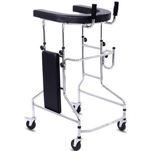 Rechtopstaande loopwagen voor senioren, progressieve mobiliteitshulp voor volwassenen, met zitting en wielen, medische rollator voor gehandicapten