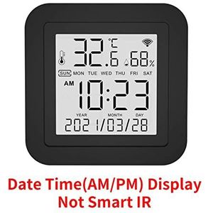 Temperatuurmonitor Tuya WIFI Temperatuurvochtigheidssensor for smart home automatisering afstandsbediening Mobiele telefoon afstandsbediening (Color : AM-PM Black, Size : Type)