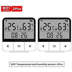 Temperatuurmonitor Tuya slimme temperatuur en vochtigheidssensor WIFI Binnenhygrometermometer met LCD Mobiel weergeven App Controle intelligente thermostaat (Color : White, Size : 2PCS)