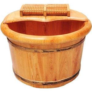 Voet Tub Houten Voetbassin Houten Voetbassin, Massief Houten Voet Tub, Pedicure Bowl Spa Massage Ceder Pedicure Vaten Huishoudelijke Voetbad Vat, Met deksel met stimulator voet Bad Houten Emmer Voet