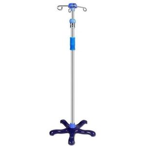 Draagbare infusiestandaard, in hoogte verstelbare roestvrijstalen infusiestandaard draagbare in hoogte verstelbare mobiele zoutoplossing medische infusiestandaard (maat: 5-punts sterbasis+dikke staaf)