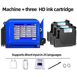 Handbediende inkjetprinter, 25,4 mm draagbare inkjetprinter, kleine mini QR-code batchnummerprinter, sneldrogende inkt vervaagt niet Printer voor label/productiedatum/barcode/QR-code (Color : 1 Print