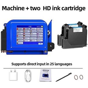 Handbediende inkjetprinter, 25,4 mm draagbare inkjetprinter, kleine mini QR-code batchnummerprinter, sneldrogende inkt vervaagt niet Printer voor label/productiedatum/barcode/QR-code (Color : 1 Print