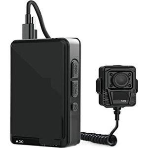 Actiecamera A30 WiFi Politie Body Camera Anti-Terrorisme Recorder for Wetshandhaving Black Box 5800 mAh Batterij 4-LED Actie camera's (Color : Nero, Size : Standard add 64GB)