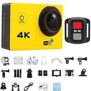 Actiecamera Actie Camera Ultra HD 4K/30fps WiFi 2.0-inch 170D Onderwater Waterdichte Helm Video-opname Camera's Sport Cam (Color : Giallo, Size : One Size)