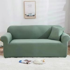 Elastische Bankhoes Bankhoes Melk fluwelen stof Combinatie sofa hoes voor L-vormige bank Meubel beschermer (Kleur : Licht groen, Maat : 2-zitsbank (145-185 cm))