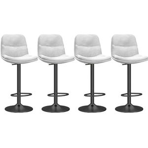 TOTLAC Barkrukken, set van 4 moderne barstoelen, verstelbare draaibare barkrukken toonhoogte met hoge rugleuning voor bar, keuken, eetkamer, wit+zwart
