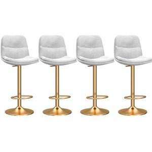 TOTLAC Barkrukken, set van 4 moderne barstoelen, verstelbare draaibare barkrukken toonhoogte met hoge rugleuning voor bar, keuken, eetkamer, wit+goud