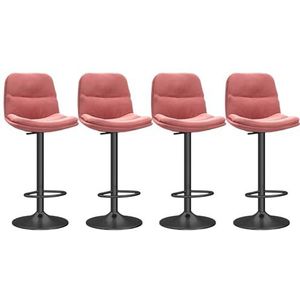 TOTLAC Barkrukken, set van 4 moderne barstoelen, verstelbare draaibare barkrukken toonhoogte met hoge rugleuning voor bar, keuken, eetkamer, roze+zwart