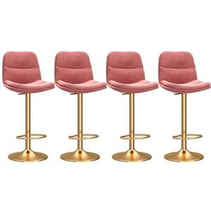 TOTLAC Barkrukken, set van 4 moderne barstoelen, verstelbare draaibare barkrukken toonhoogte met hoge rugleuning voor bar, keuken, eetkamer, roze+goud