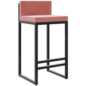 TOTLAC Zwarte toonbank hoogte barkrukken voor keuken toonbank moderne vierkante barkrukken gestoffeerde fluwelen eiland stoelen-roze 1 stuk 75 cm zithoogte