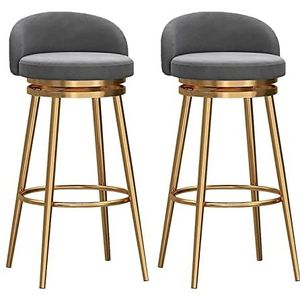 TOTLAC Gouden barkrukken set van 2, fluweel gestoffeerde draaibare eetkamerstoelen met rug, moderne keuken eiland krukken comfortabele barkrukken voor keuken, kamer, thuis, pub