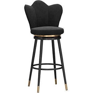 TOTLAC 25,6 inch barkrukken op toonhoogte set van 1/2 fluwelen 360 ° draaibare barkrukken met hoge rugleuning stoelen voor thuis keuken eiland ontbijt bar restaurant zwart - 1 stuk # D