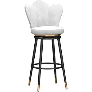 TOTLAC 25,6 inch barkrukken op toonhoogte set van 1/2 fluwelen 360 ° draaibare barkrukken met hoge rugleuning stoelen voor thuis keuken eiland ontbijt bar restaurant wit - 1 stuk # D