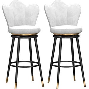 TOTLAC 25,6 inch barkrukken op toonhoogte set van 1/2 fluwelen 360 ° draaibare barkrukken met hoge rugleuning stoelen voor thuis keuken eiland ontbijt bar restaurant wit-2 stuks # D