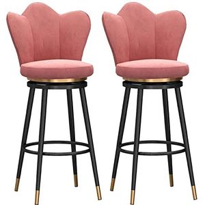 TOTLAC 25,6 inch barkrukken op toonhoogte set van 1/2 fluwelen 360 ° draaibare barkrukken met hoge rugleuning stoelen voor thuis keuken eiland ontbijt bar restaurant roze - 2 stuks # D