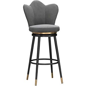 TOTLAC 25,6 inch barkrukken op toonhoogte set van 1/2 fluwelen 360 ° draaibare barkrukken met hoge rugleuning stoelen voor thuis keuken eiland ontbijt bar restaurant grijs - 1 stuk # D