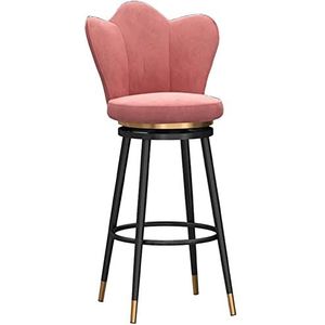 TOTLAC 25,6 inch barkrukken op toonhoogte set van 1/2 fluwelen 360 ° draaibare barkrukken met hoge rugleuning stoelen voor thuis keuken eiland ontbijt bar restaurant roze - 1 stuk # D