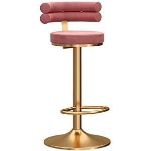 OSBELE Verstelbare barkrukken moderne fluwelen 360 ° draaibare tegenkrukken met gouden basis rug hoge armloze barstoelen voor thuis keuken roze 1 stuk