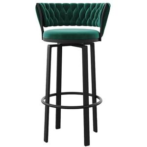 OSBELE 75cm Barkrukken met Geweven Terug 1 STKS, Moderne Fluwelen Gestoffeerde Barkrukken Zwart Metalen Benen Comfy Keuken Eiland Hoge Stoelen voor Eetkamer Pub Koffiebar