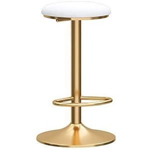 OSBELE Verstelbare barkrukken, draaibare barkrukken voor keukens, fluwelen stoel, gouden metalen poten, verstelbare hoogte 65-80 cm, wit