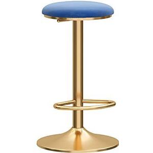 OSBELE Verstelbare barkrukken, draaibare barkrukken voor keukens, fluwelen stoel, gouden metalen poten, verstelbare hoogte 65-80 cm, blauw