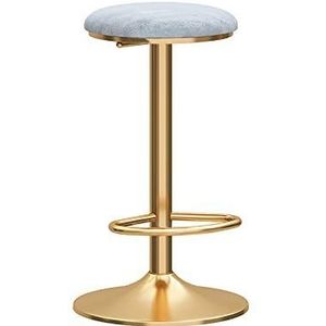 OSBELE Verstelbare barkrukken, draaibare barkrukken voor keukens, fluwelen stoel, gouden metalen poten, verstelbare hoogte 65-80 cm, grijs