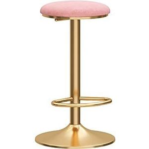 OSBELE Verstelbare barkrukken, draaibare barkrukken voor keukens, fluwelen stoel, gouden metalen poten, verstelbare hoogte 65-80 cm, roze
