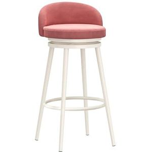 OSBELE Draaibare barkrukken set van 1, moderne fluwelen gestoffeerde toonhoogte stoel met lage rug ronde ring voor thuis bar keuken ontbijteiland, 75 cm zithoogte, roze