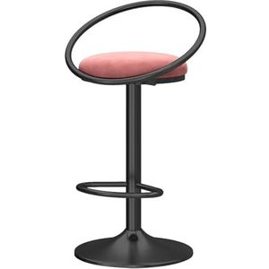 KUENCE Fluwelen barkrukken set van 1 verstelbare draaibare toonhoogte kruk stoelen gestoffeerde moderne barkrukken met holle rug/trekring voor eetkamer/thuis bar/keuken, roze