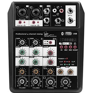 Bluetooth draadloze 4-kanaals audiomixer draagbare geluidsmixconsole USB Koppel