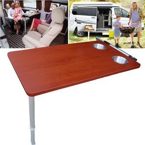 Rv'S opvouwbare tafel met upgrade uitschuifbare tafelpoot + 2 beker slots, interieur inrichting voor campers, boten, caravans, bestelwagens, campers,79×39cm,Red