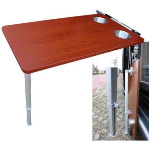 Rv Side Opknoping klaptafel met Upgrade uitschuifbare tafelpoot + 2 Cup Slots，Wood Dinette Cabines voor boten, caravans, bestelwagens, campers,79×39cm,Red