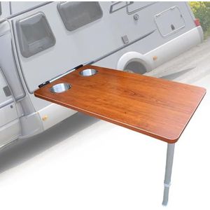 Camper klaptafel voor Rv, Upgrade Rv tafelpoot met uitschuifbare 53-75cm, aan de zijkant opknoping hout Dinette Booths voor boten, caravans, bestelwagens, 79×39cm,Brown