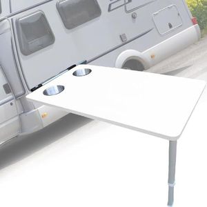 Camper klaptafel voor Rv, Upgrade Rv tafelpoot met uitschuifbare 53-75cm, aan de zijkant opknoping hout Dinette Booths voor boten, caravans, bestelwagens, 79×39cm,White