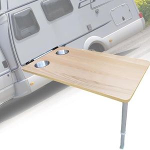 Camper klaptafel voor Rv, Upgrade Rv tafelpoot met uitschuifbare 53-75cm, aan de zijkant opknoping hout Dinette Booths voor boten, caravans, bestelwagens, 79×39cm,Beige