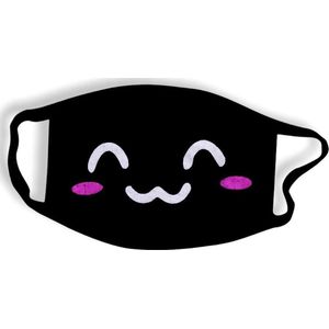 Bazzzy - Premium Mondkapje Lief gezichtje - Wasbaar - Katoen - Zwart met print