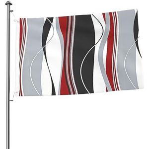 Vlag 2x3FT Outdoor Vlag Tuin Vlaggen Tapestry Hek Banner Vakantie Werf Feestvlaggen, Golvende Verticale Strepen Rood Zwart Wit En Grijs
