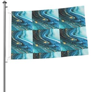 Vlag 2x3FT outdoor vlag tuin vlaggen tapijt hek banner vakantie tuin partij vlaggen, steen blauw goud marmer