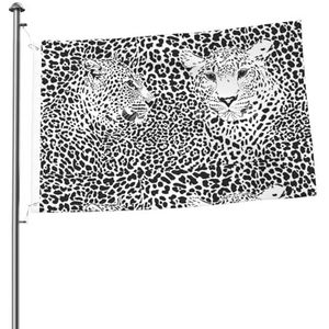 Vlag 2x3FT outdoor vlag tuin vlaggen tapijt hek banner vakantie tuin feest vlaggen, luipaard tijger print zwart-wit