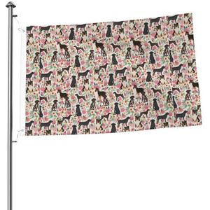 Vlag 2x3FT Outdoor Vlag Tuin Vlaggen Tapestry Hek Banner Vakantie Werf Feestvlaggen, Duitse Kortharige Pointer Zwart Lab Tri Collie Florals