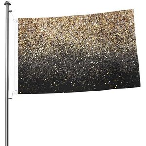 Vlag 2x3FT outdoor vlag tuin vlaggen tapijt hek banner vakantie tuin partij vlaggen, gouden glitter zwart gouden stippen
