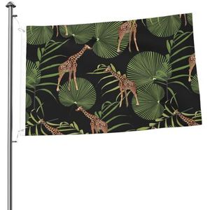 Vlag 2x3FT Outdoor Vlag Tuin Vlaggen Tapestry Hek Banner Vakantie Yard Party Vlaggen, Giraffe Bos