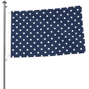 Vlag 2x3FT Outdoor Vlag Tuin Vlaggen Tapestry Hek Banner Vakantie Werf Feestvlaggen, Print Witte Stippen Marineblauw