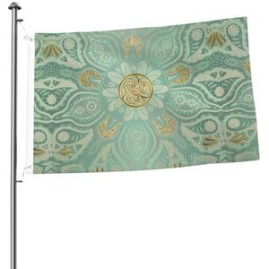 Vlag 2x3FT outdoor vlag tuin vlaggen tapijt hek banner vakantie tuin partij vlaggen, zachte salie groen en goud Keltische mandala