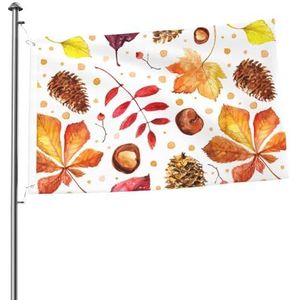 Vlag 2x3FT Outdoor Vlag Tuin Vlaggen Tapestry Hek Banner Vakantie Yard Party Vlaggen, Herfst Botanisch Blad