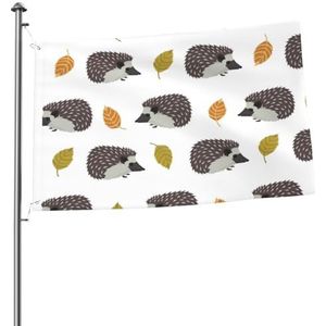 Vlag 2x3FT outdoor vlag tuin vlaggen tapijt hek banner vakantie tuin feest vlaggen, herfst bladeren egel