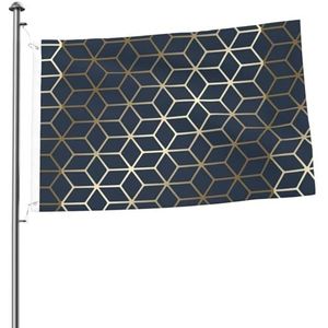 Vlag 2x3FT outdoor vlag tuin vlaggen tapijt hek banner vakantie tuin feest vlaggen, marineblauw goud
