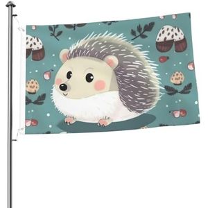 Vlag 2x3FT Outdoor Vlag Tuin Vlaggen Tapestry Hek Banner Vakantie Tuin Feestvlaggen, Leuke Cartoon Egel Print